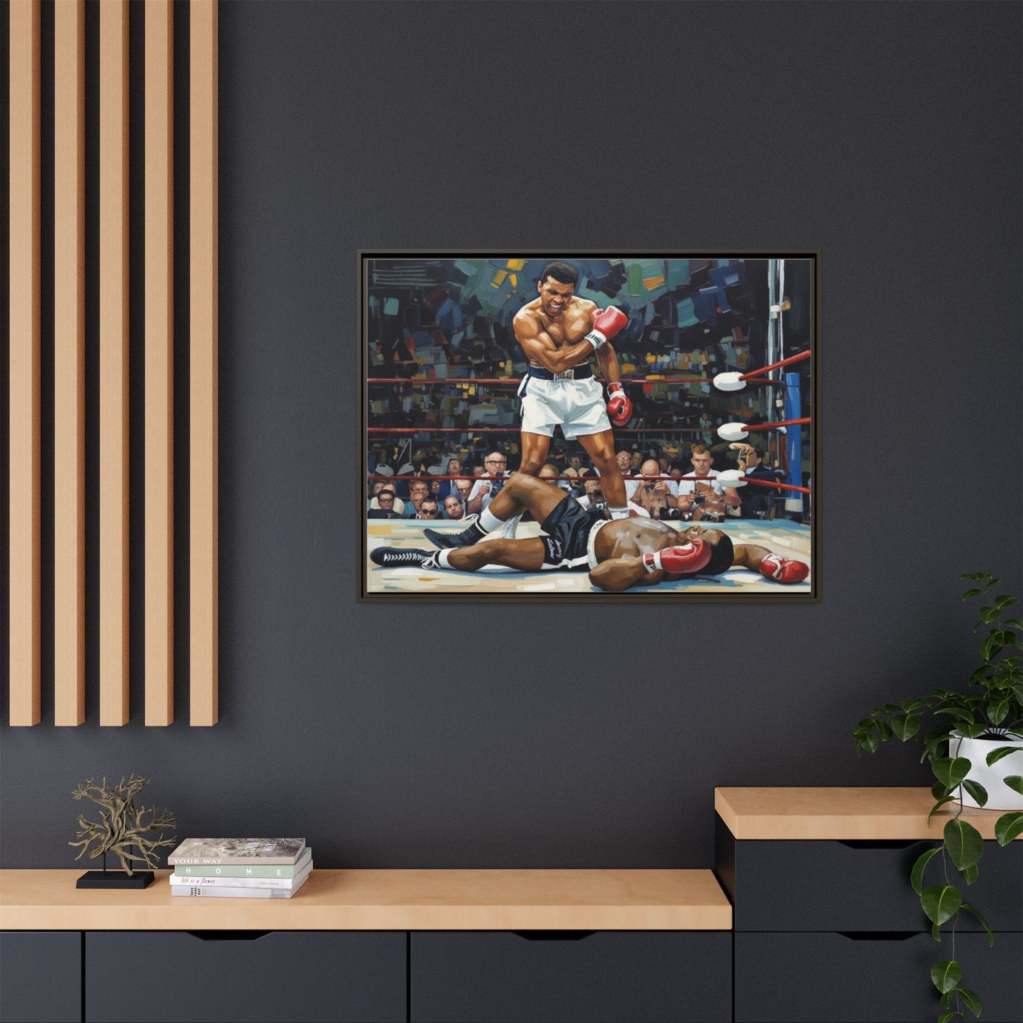 Framed Boxing Ring Canvas Print — Muhammad Ali Iconic Knockout Sport Art