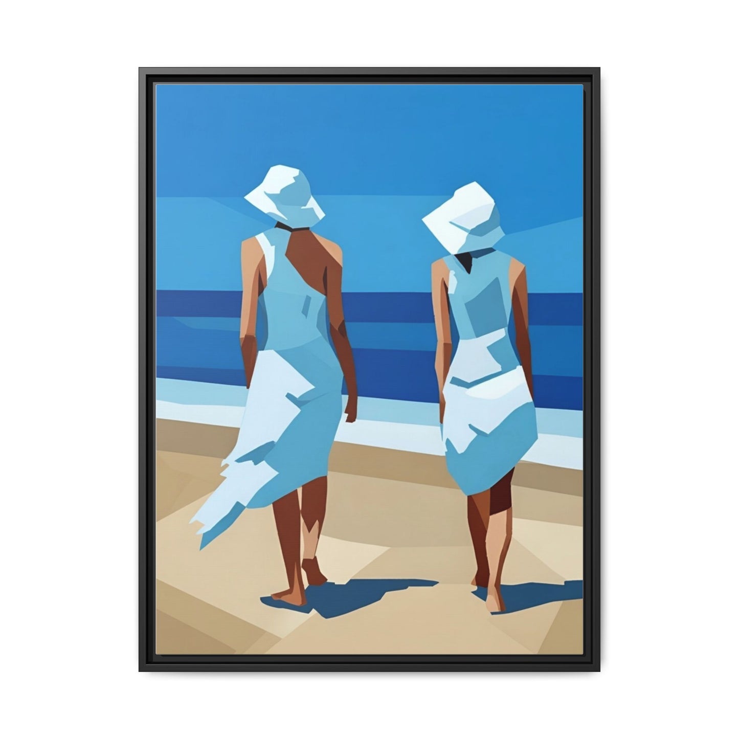 Seaside Stroll Matte Canvas Framed Print — Coastal Beach Art