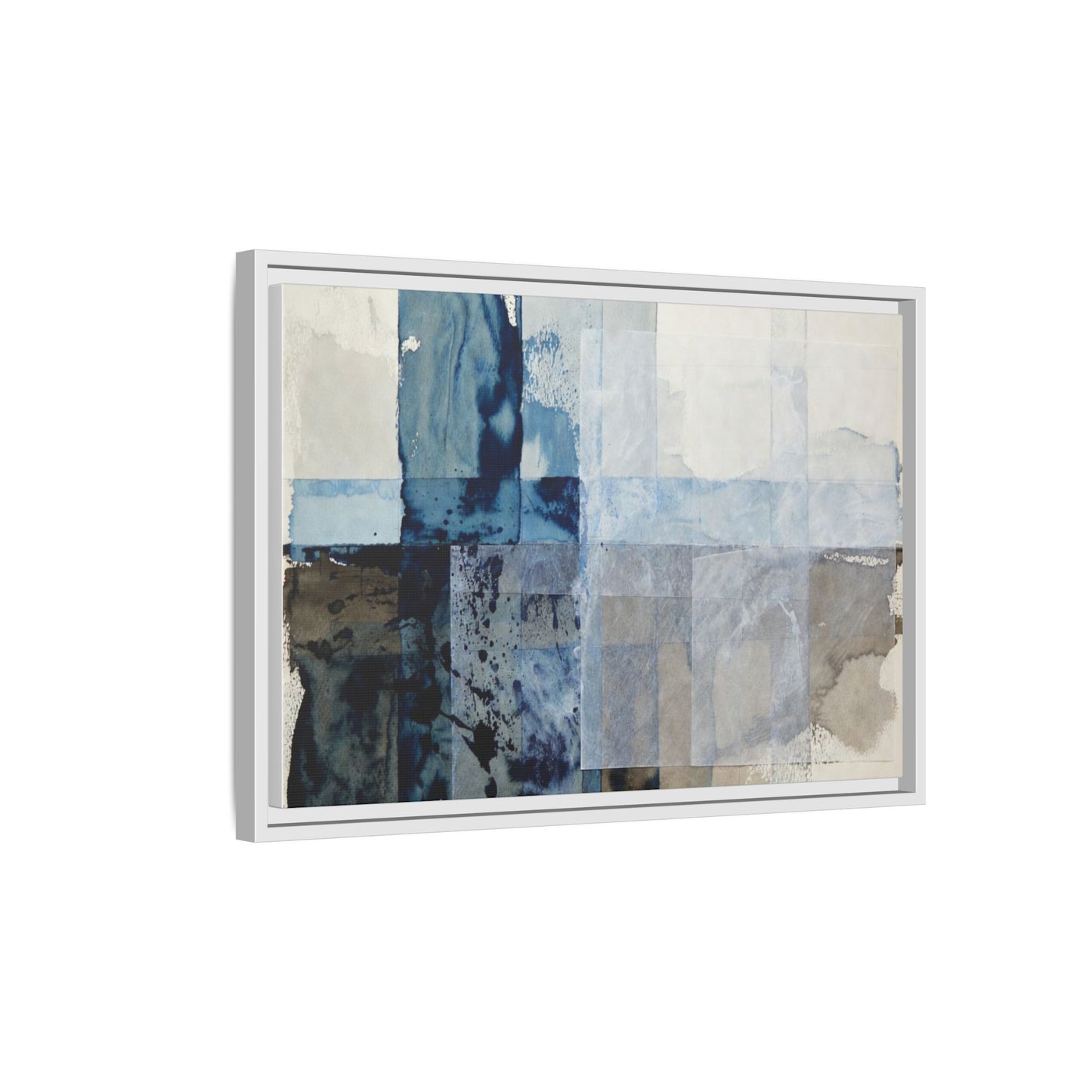 Abstract Coastal Blue Framed Canvas Art