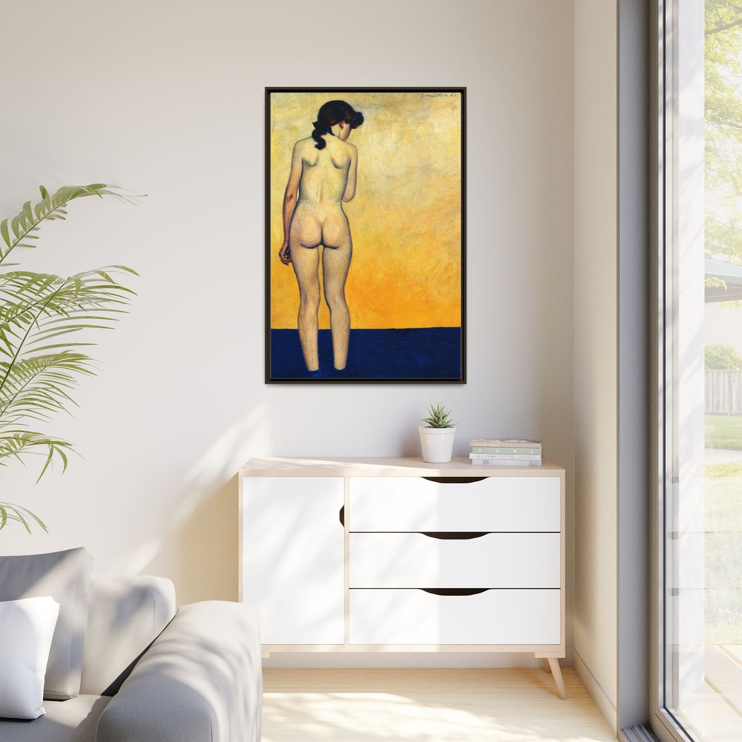Adolescente entrant dans l'eau by Félix Vallotton Framed Matte Canvas Wall Art Print
