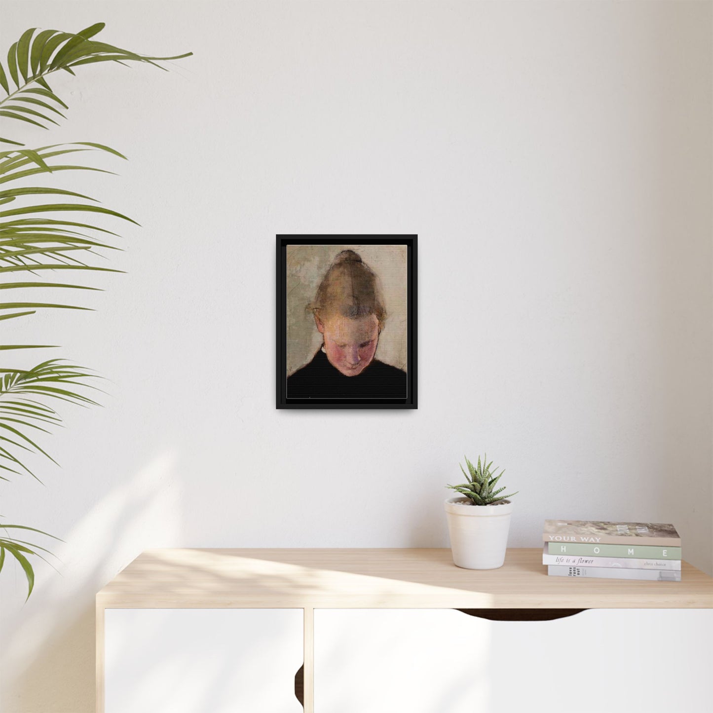 Lukeva tytto by Helena Schjerfbeck Framed Matte Canvas Art Print