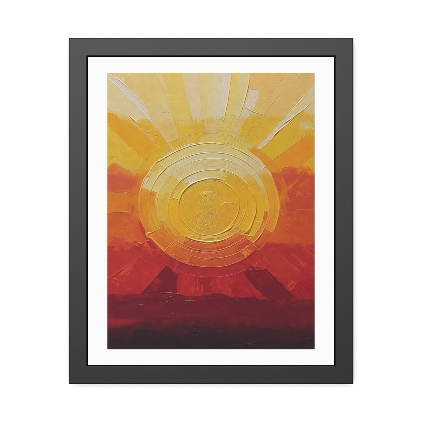 Sunburst Abstract Framed Art Print — Warm Sunrise Poster
