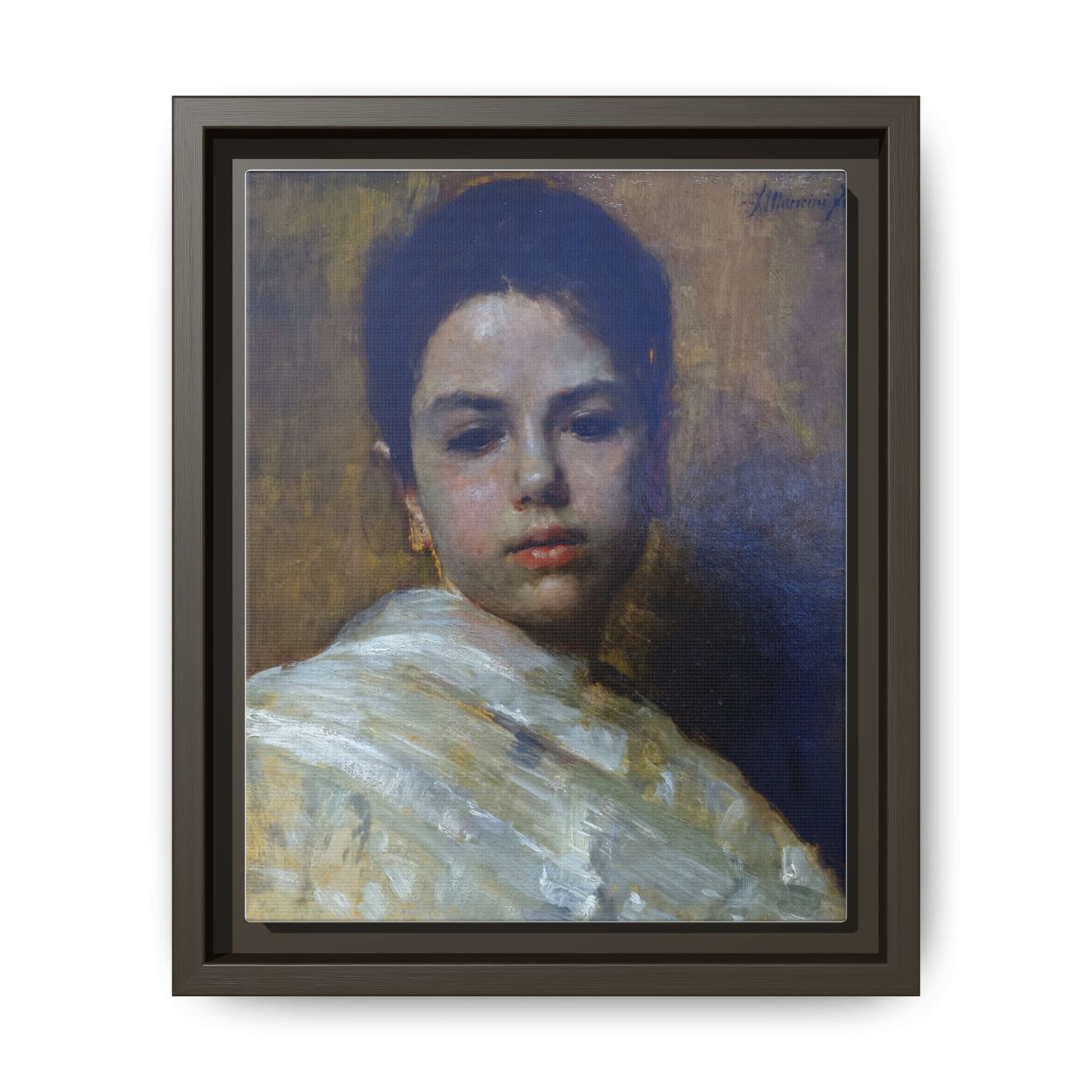 Carminella by Antonio Mancini Framed Matte Canvas Art Print