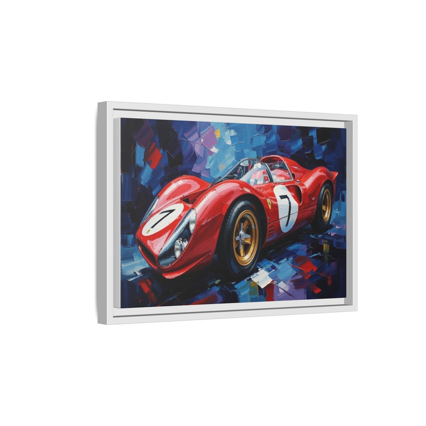 Vintage Ferrari Red Racecar Matte Canvas Framed Wall Art