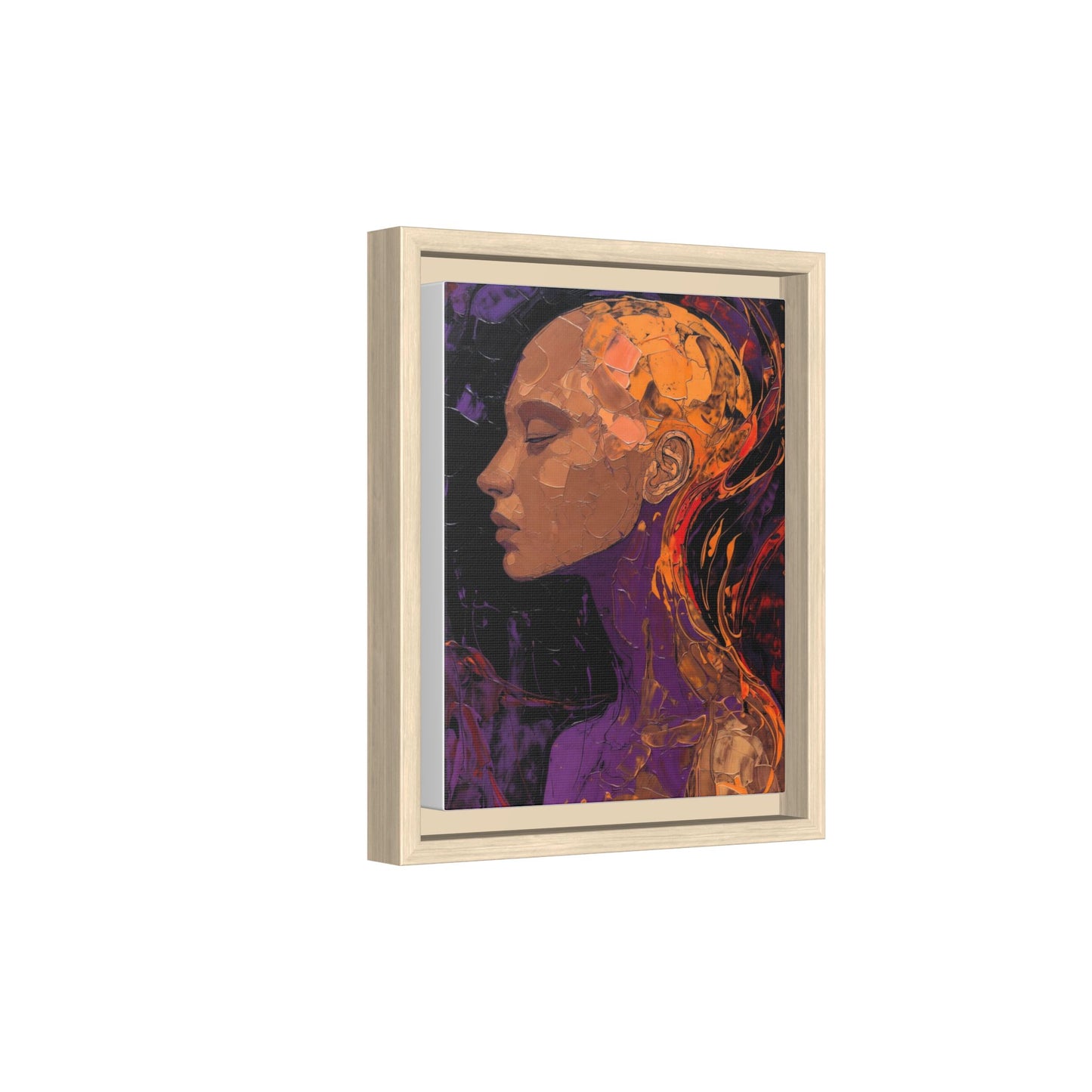 Abstract Profile Portrait Matte Framed Canvas — Multicolor Feminine Art Print