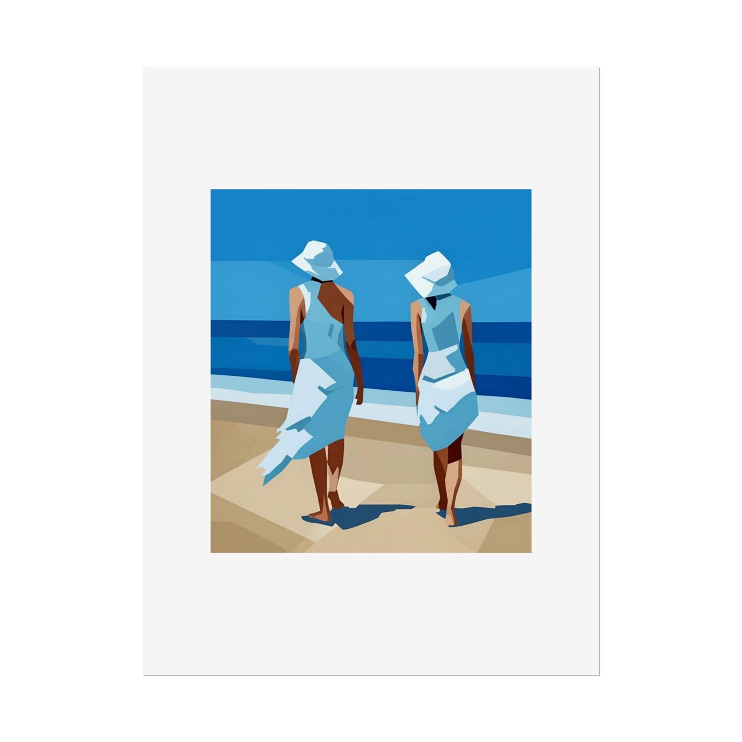 Beach Stroll Art Poster — Minimalist Coastal Print (Rolled Poster)