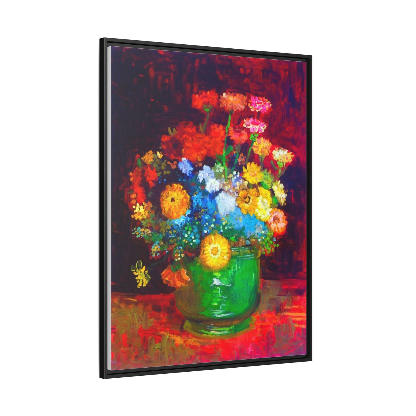 Framed Floral Canvas Print — Colorful Bouquet Wall Art