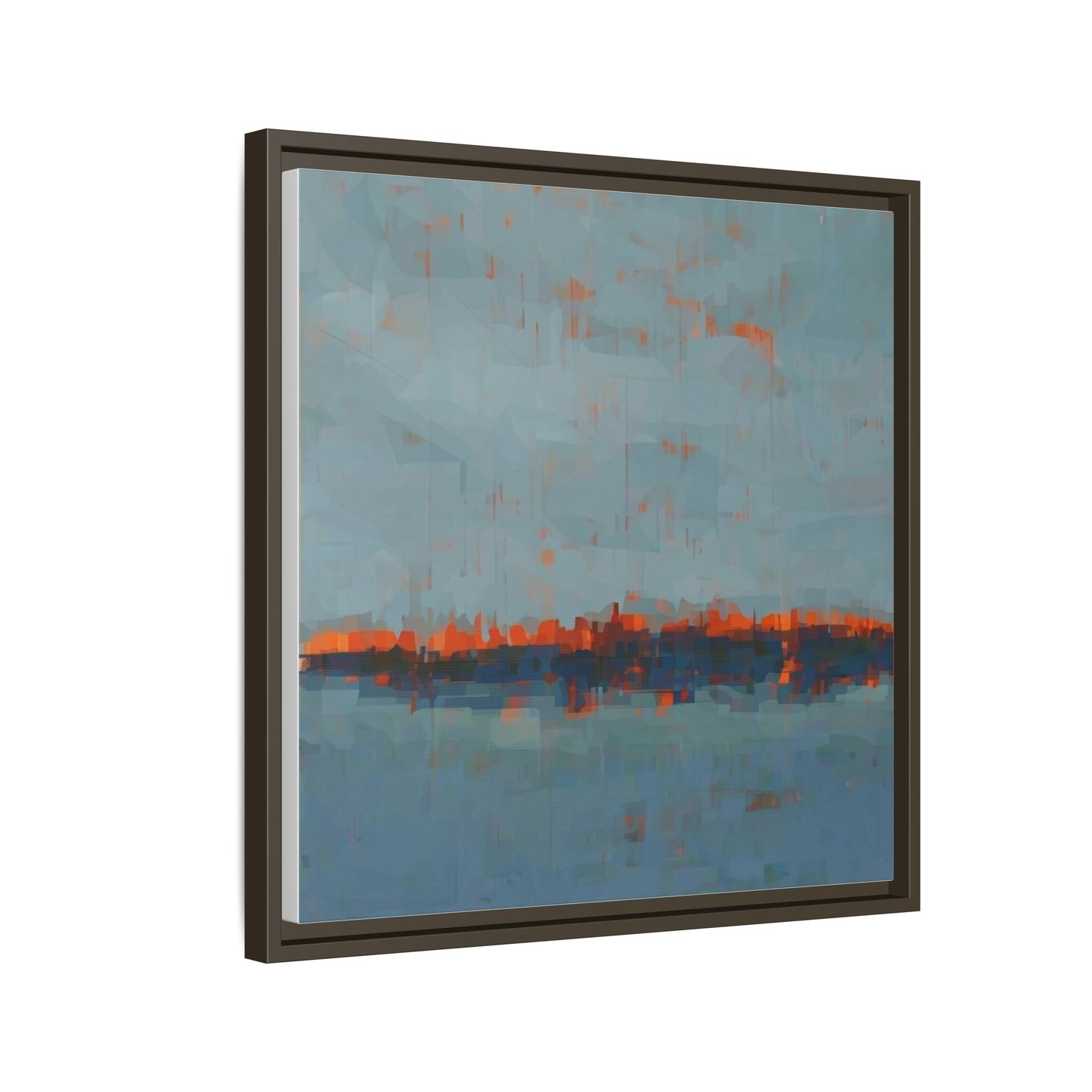 Framed Canvas Art — Teal & Orange Abstract Seascape
