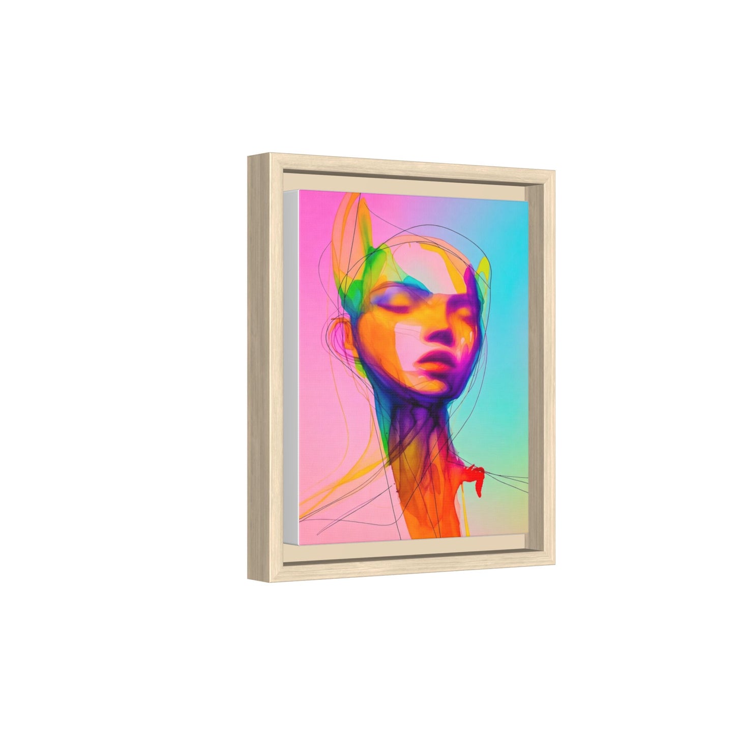 Framed Matte Canvas Art — Vibrant Abstract Portrait Wall Print