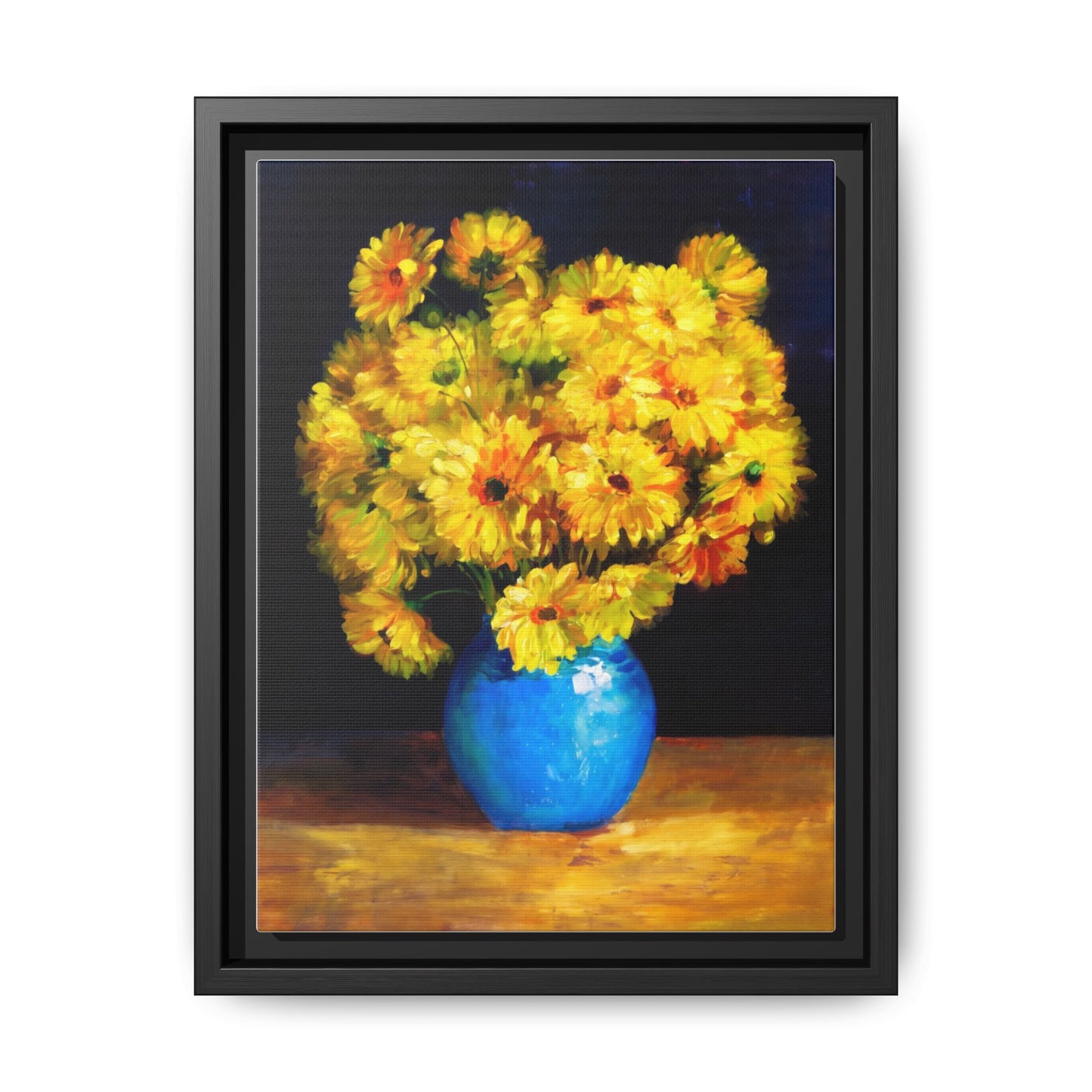 Yellow Daisy Bouquet Matte Canvas Framed Wall Art