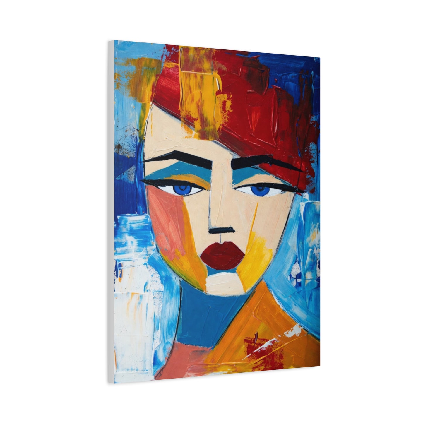 Abstract Colorful Face Matte Canvas Print — Modern Pop Art Portrait