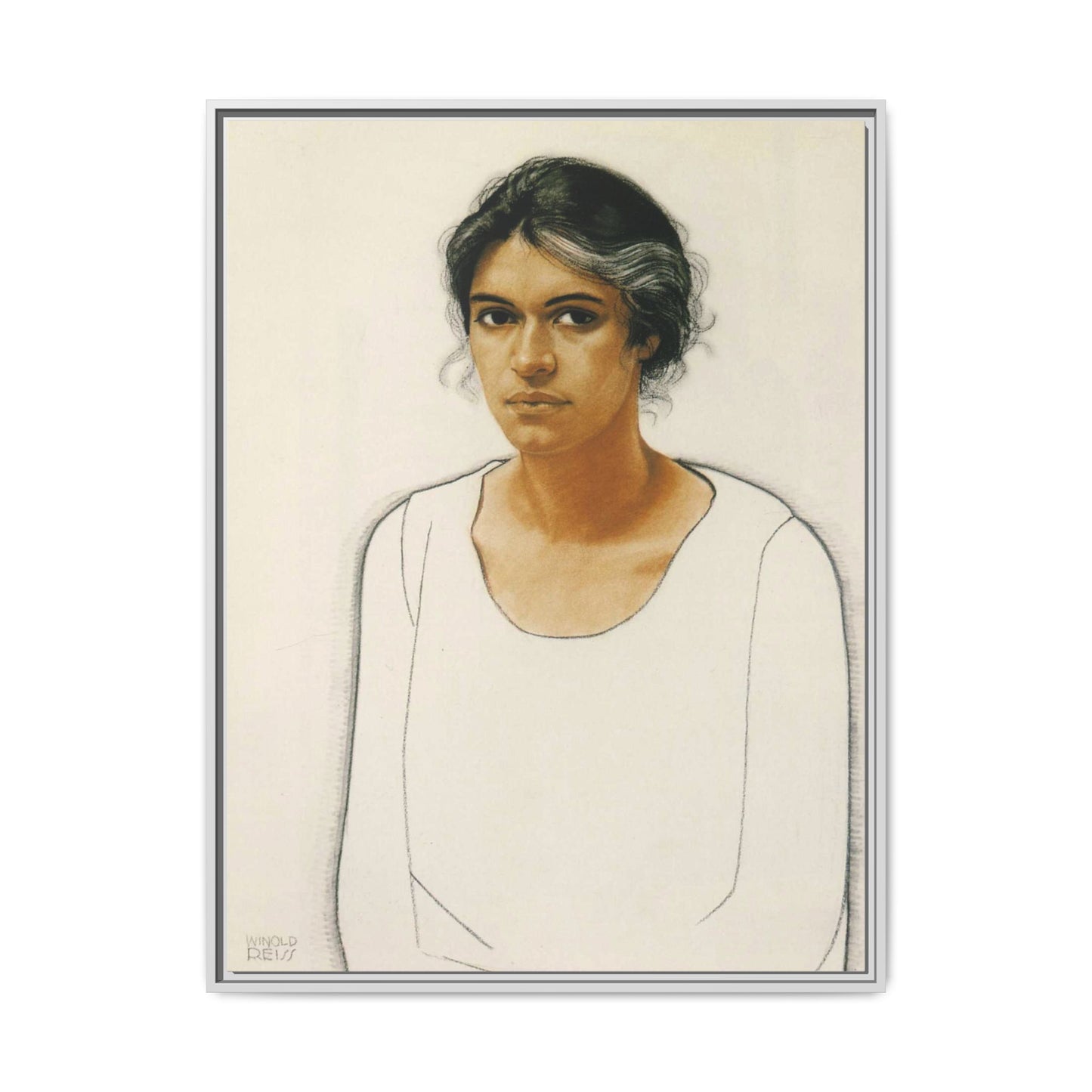 Portrait of a Woman by Winold Reiss Framed Matte Canvas Portrait Print