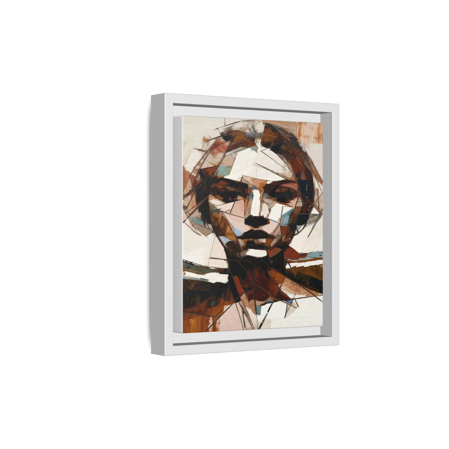 Abstract Woman Portrait Matte Canvas Framed — Geometric Multi-Color Wall Art