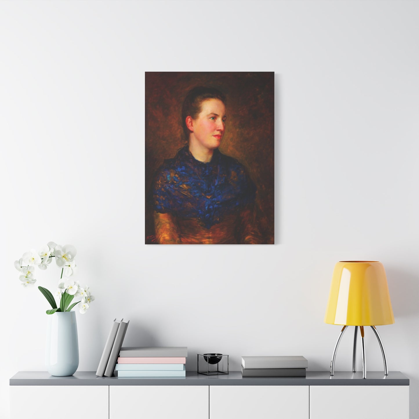 Portrait Canvas Print — Vintage Woman Oil Painting on Stretched Matte Canvas