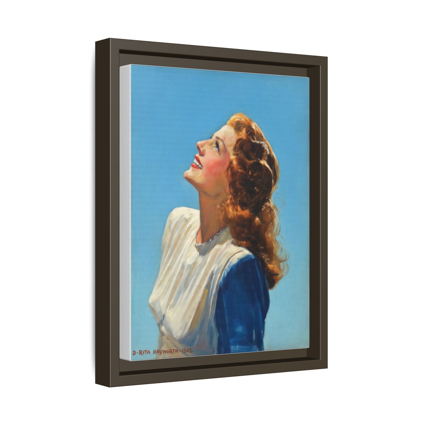 Framed Matte Canvas Wall Art — Vintage Rita Hayworth Portrait