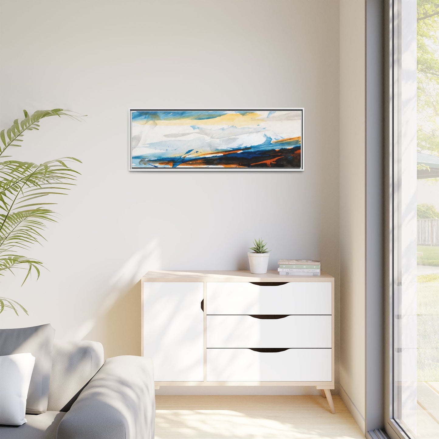 Abstract Coastal Waves Matte Canvas Framed Wall Art