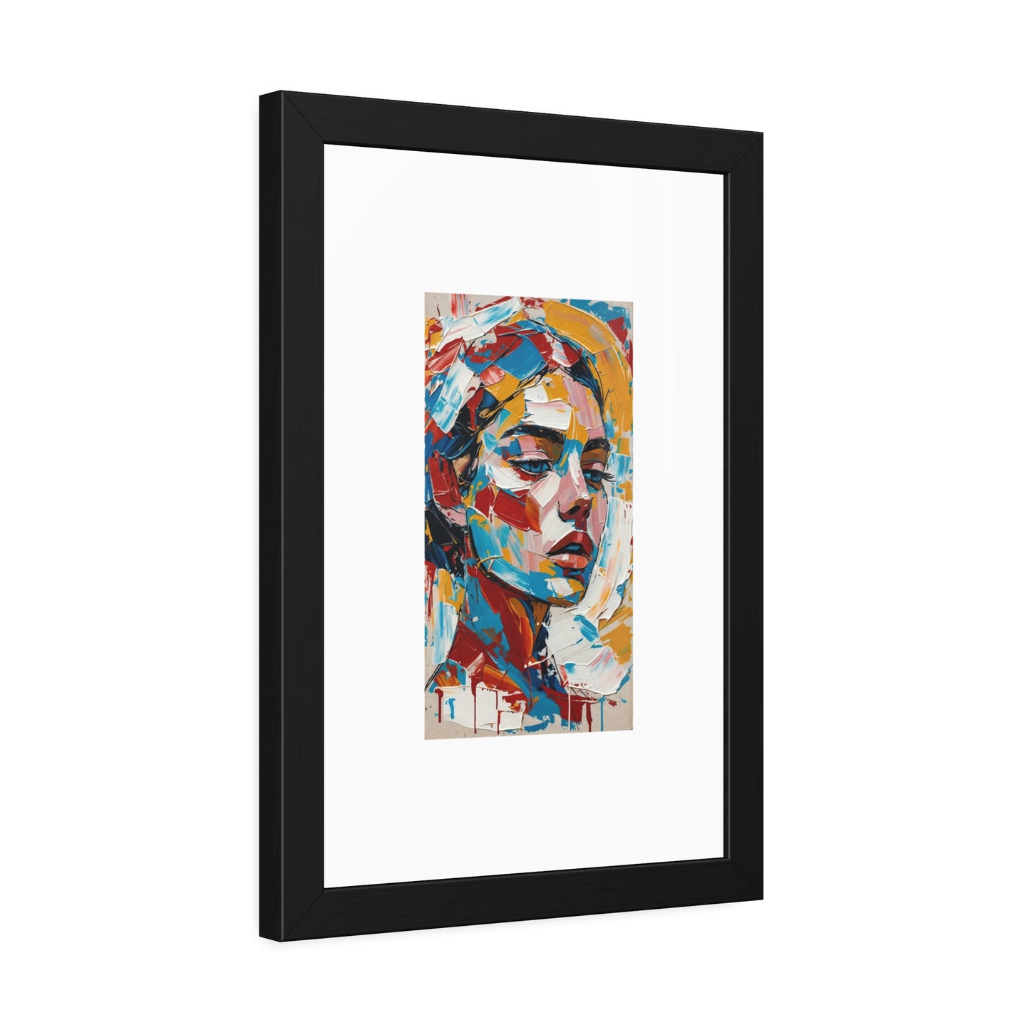 Abstract Colorful Portrait Framed Paper Poster – Modern Art Print for Home & Office