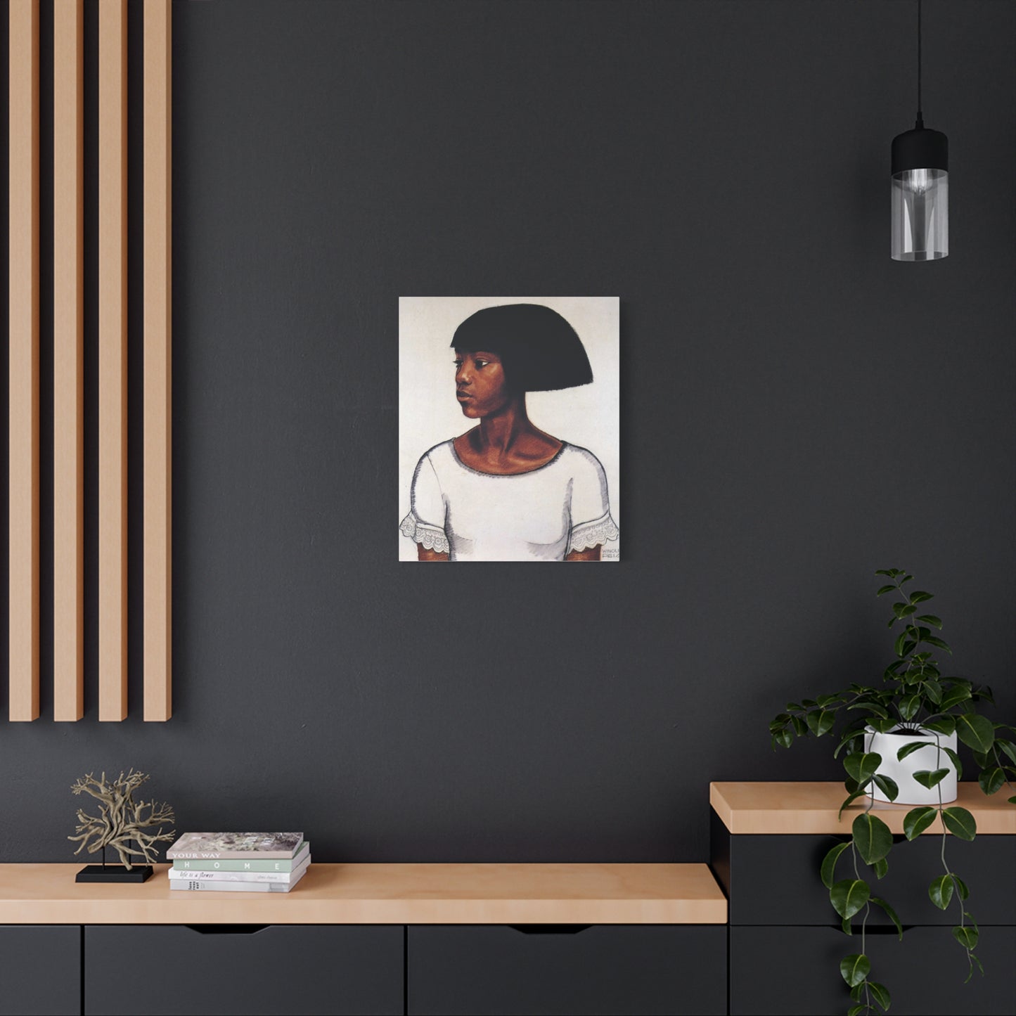 Portrait of a Young Woman by Winold Reiss Portrait Canvas Print – Matte Stretched Wall Art