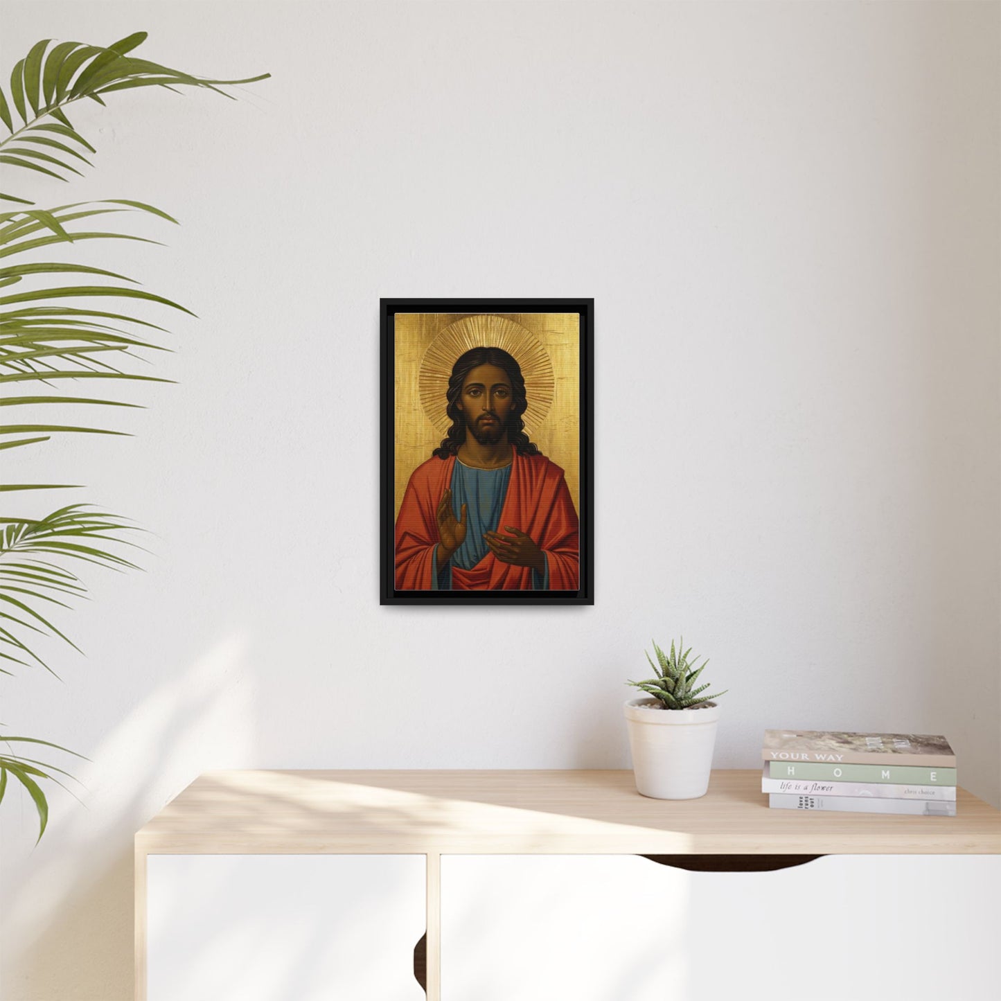 Framed Orthodox Christ Icon Matte Canvas — Religious Wall Art for Home, Church, or Prayer Corner