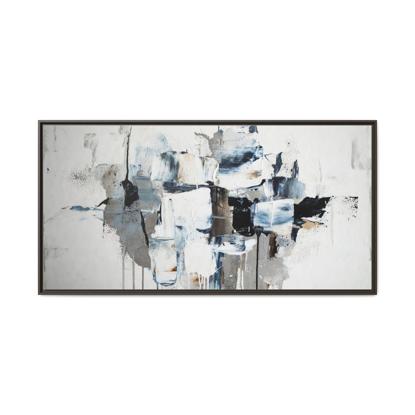 Framed Abstract Canvas Art — Blue Neutral Modern Wall Print