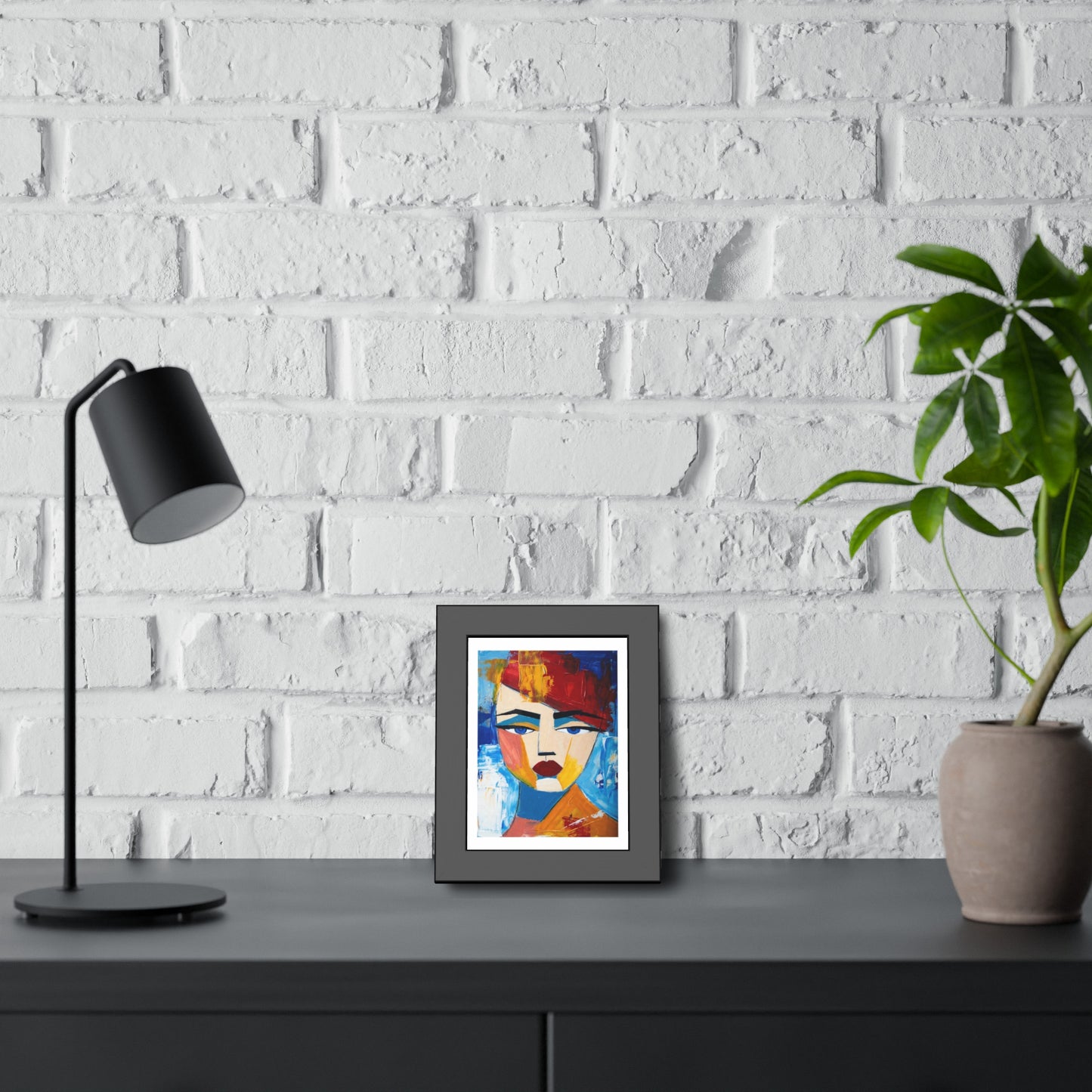 Abstract Colorful Face Framed Poster — Modern Pop Art Wall Print