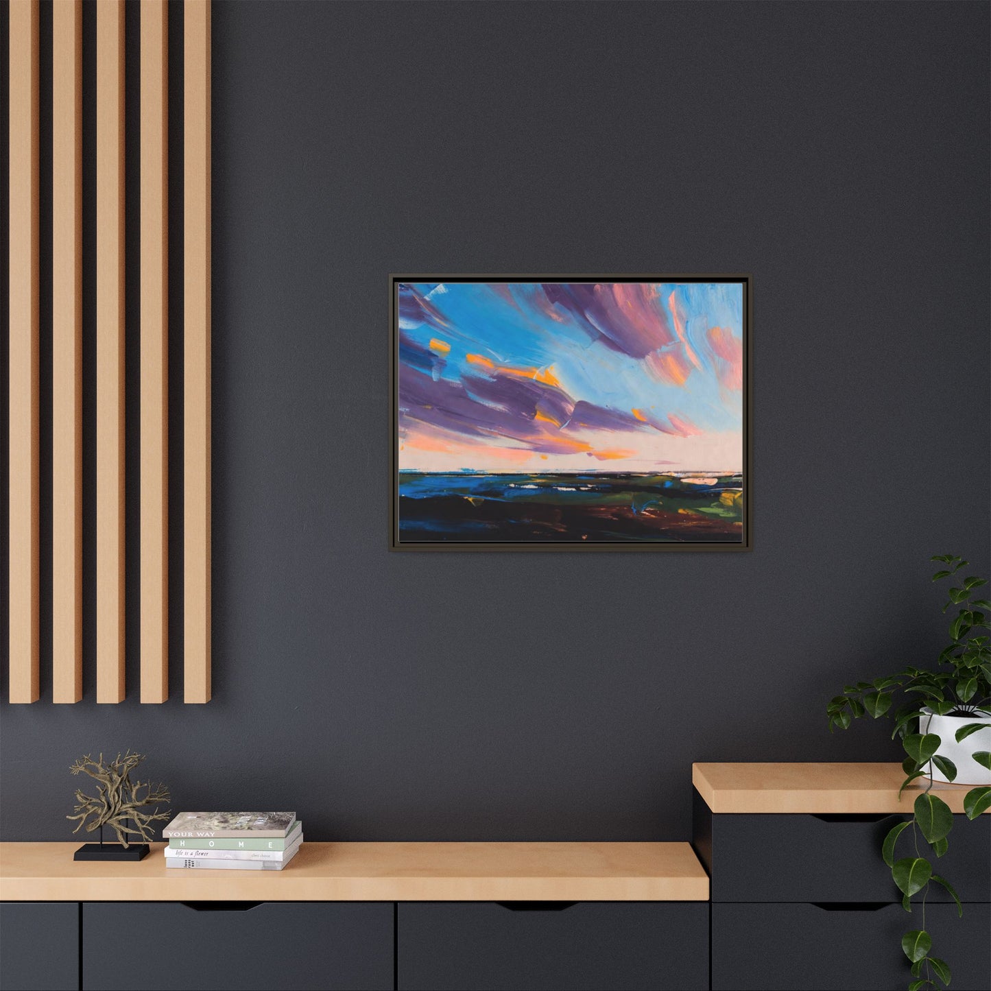 Framed Matte Canvas Abstract Seascape Sunset Art Print