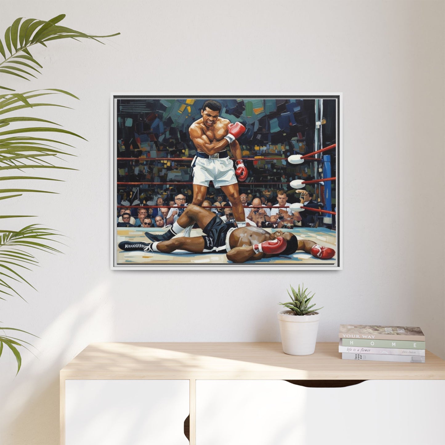 Framed Boxing Ring Canvas Print — Muhammad Ali Iconic Knockout Sport Art