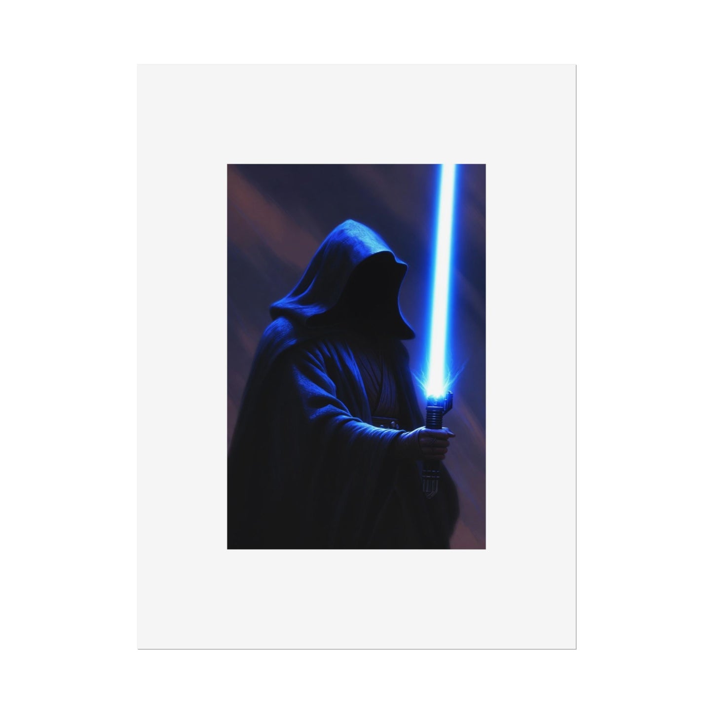 Sci‑Fi Lightsaber Poster — Hooded Jedi Warrior Wall Art (Rolled Poster)