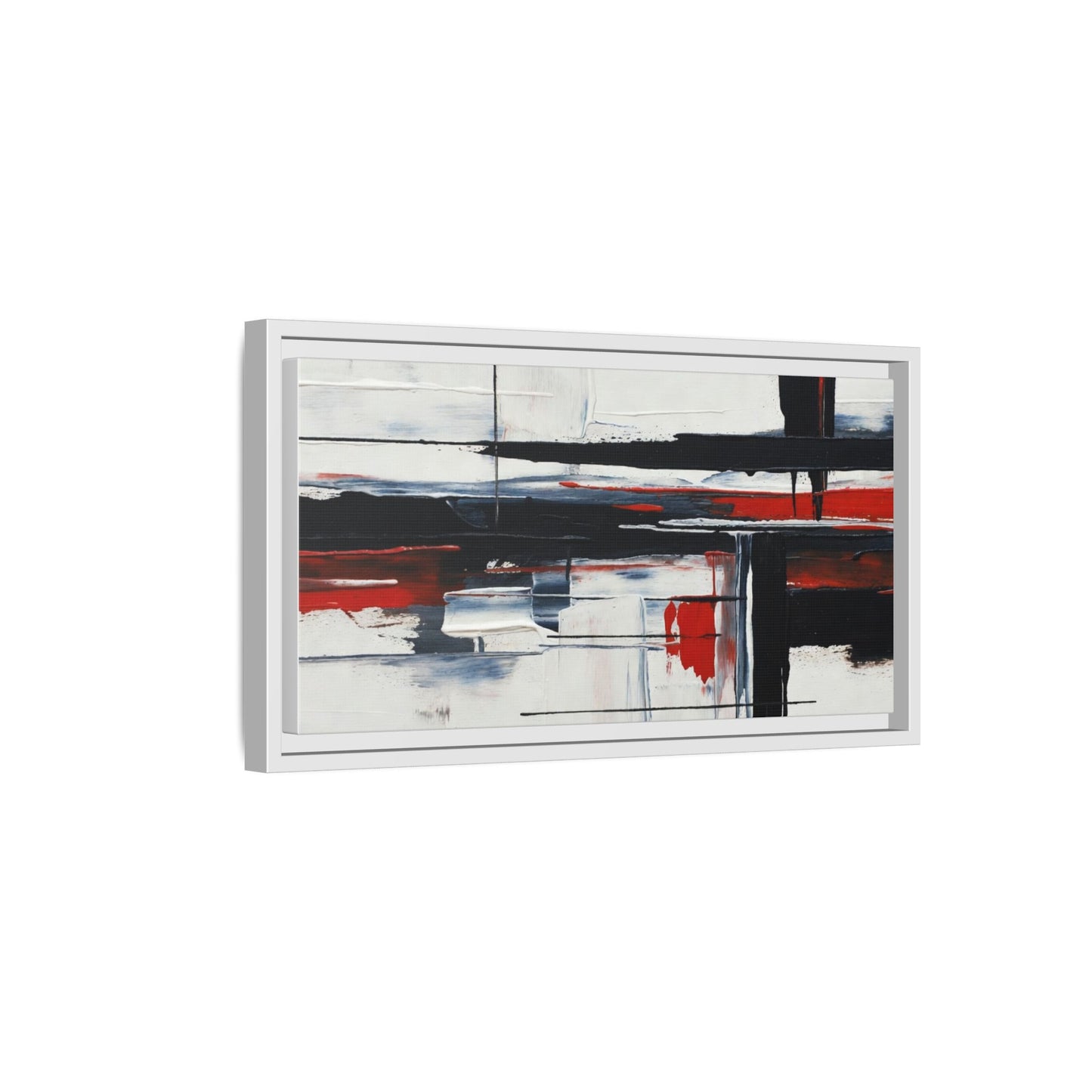 Abstract Red & Black Framed Canvas Art — Modern Matte Wall Painting
