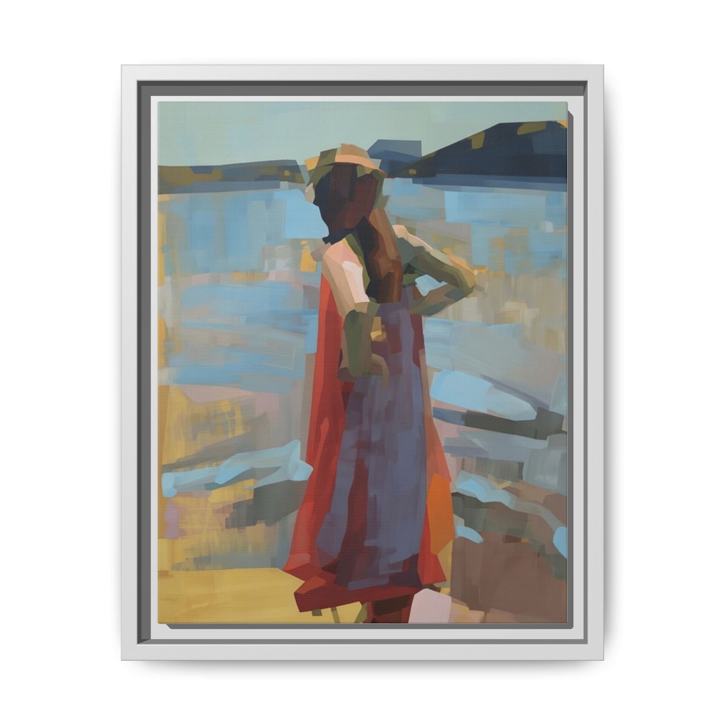 Framed Matte Canvas Print — Coastal Woman Abstract Art