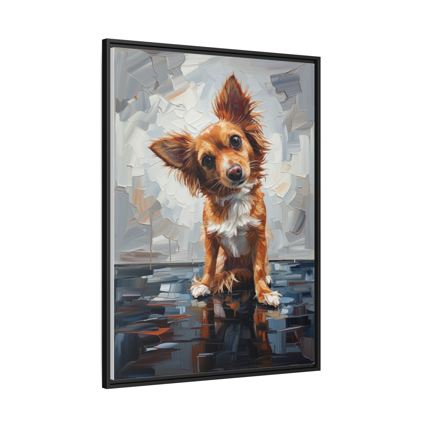 Framed Matte Canvas Print — Playful Brown Dog Portrait