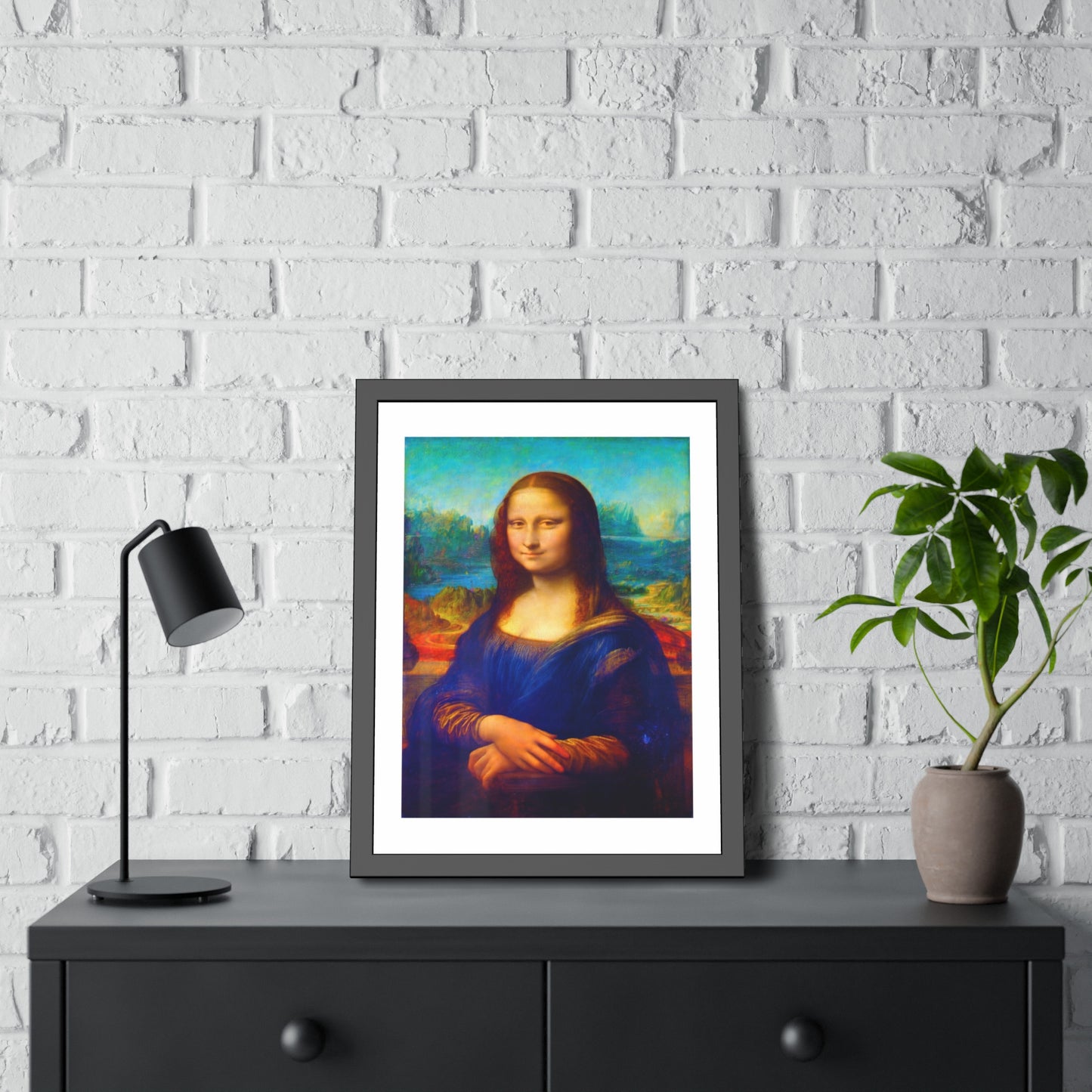 Framed Mona Lisa Poster — Classic Renaissance Art Print in Black Frame