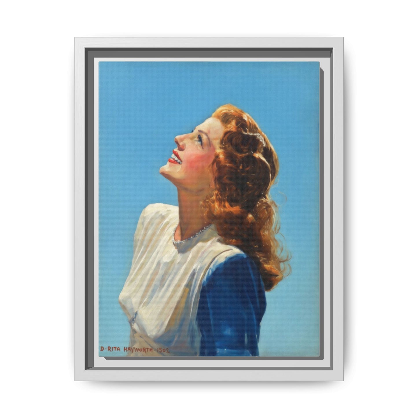 Framed Matte Canvas Wall Art — Vintage Rita Hayworth Portrait