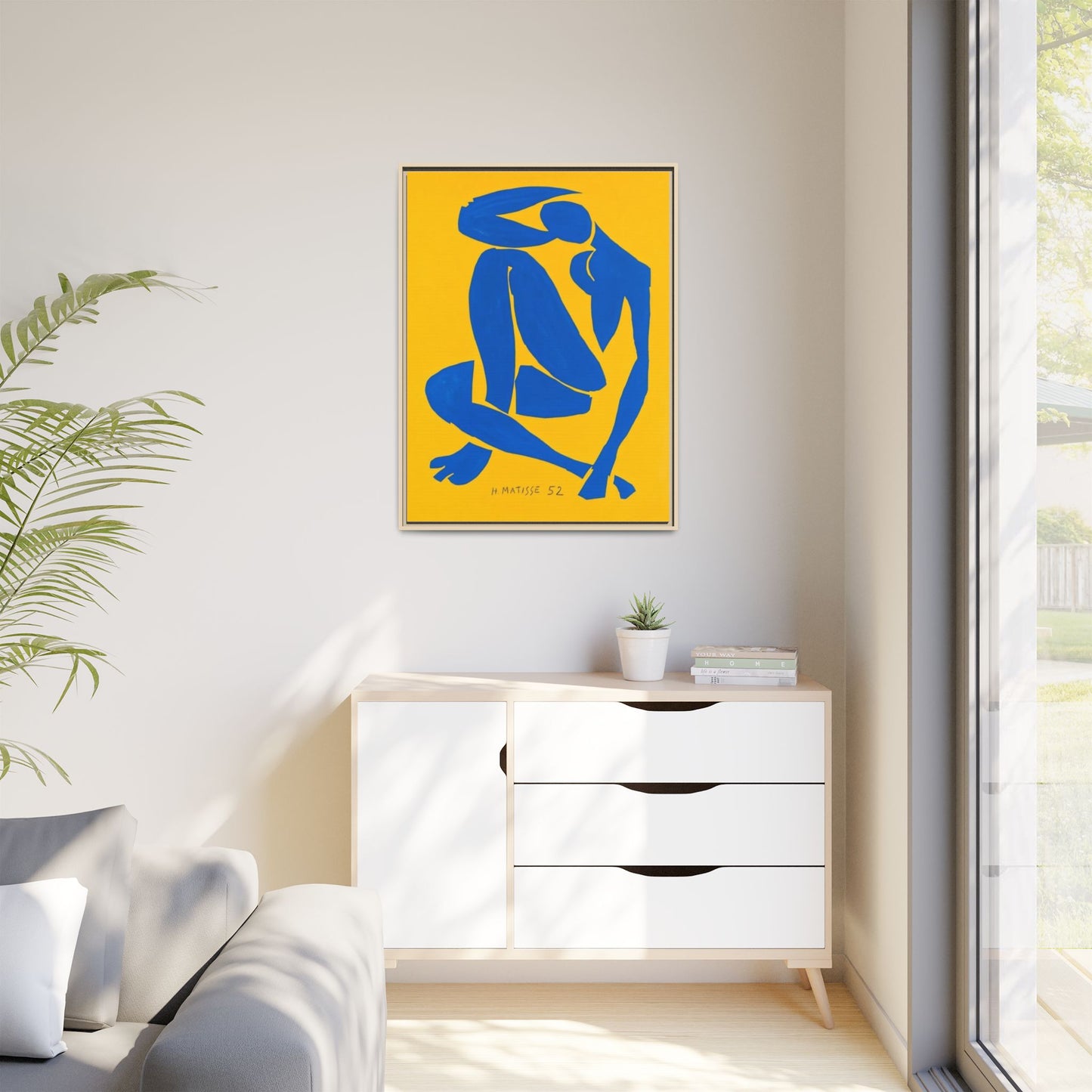 Abstract Blue Nude Matte Canvas Wall Art, Framed