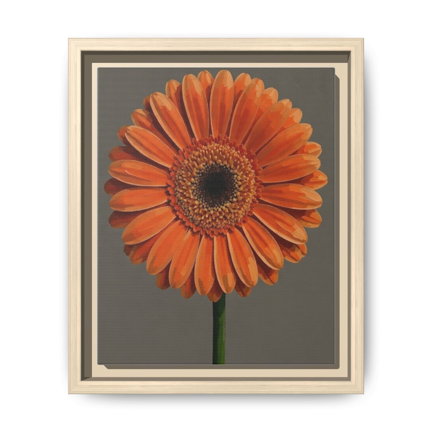 Orange Gerbera Daisy Matte Canvas Print (Framed)