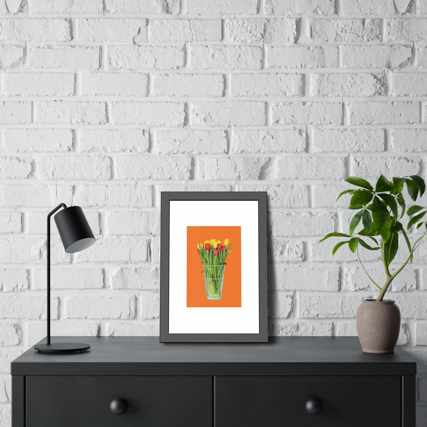 Framed Poster — Colorful Tulip Vase Wall Art (Spring Floral Print)