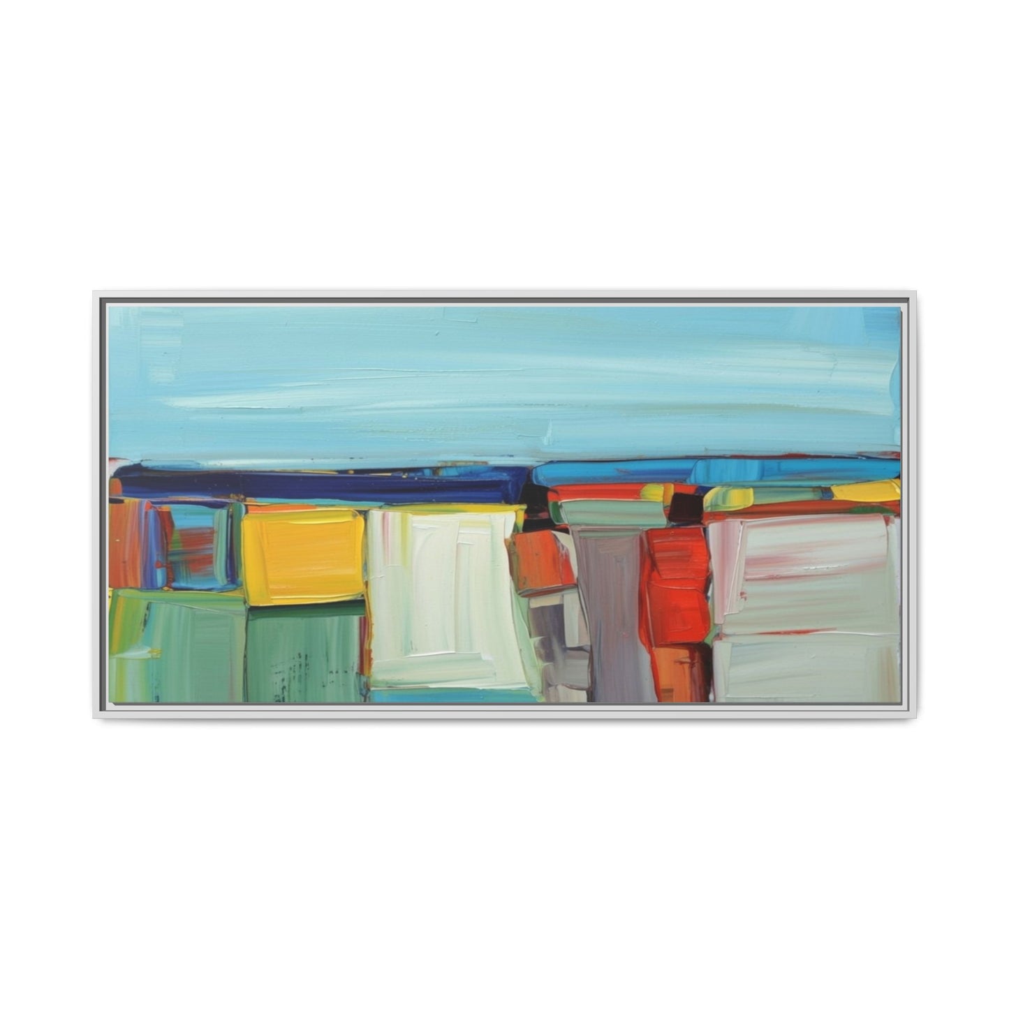 Abstract Coastal Blocks Matte Canvas Print (Framed)