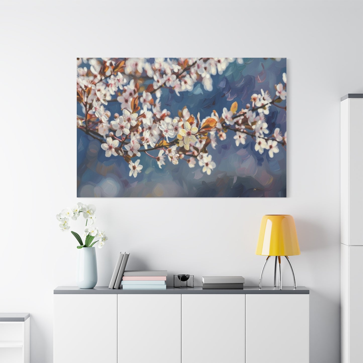 Cherry Blossom Branch Matte Canvas Wall Art — Spring Floral Print