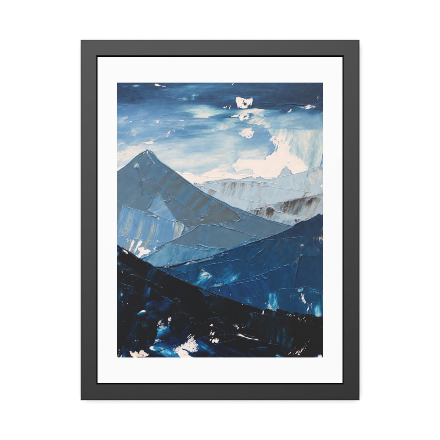 Blue Mountain Abstract Framed Poster — Scenic Wall Art Print