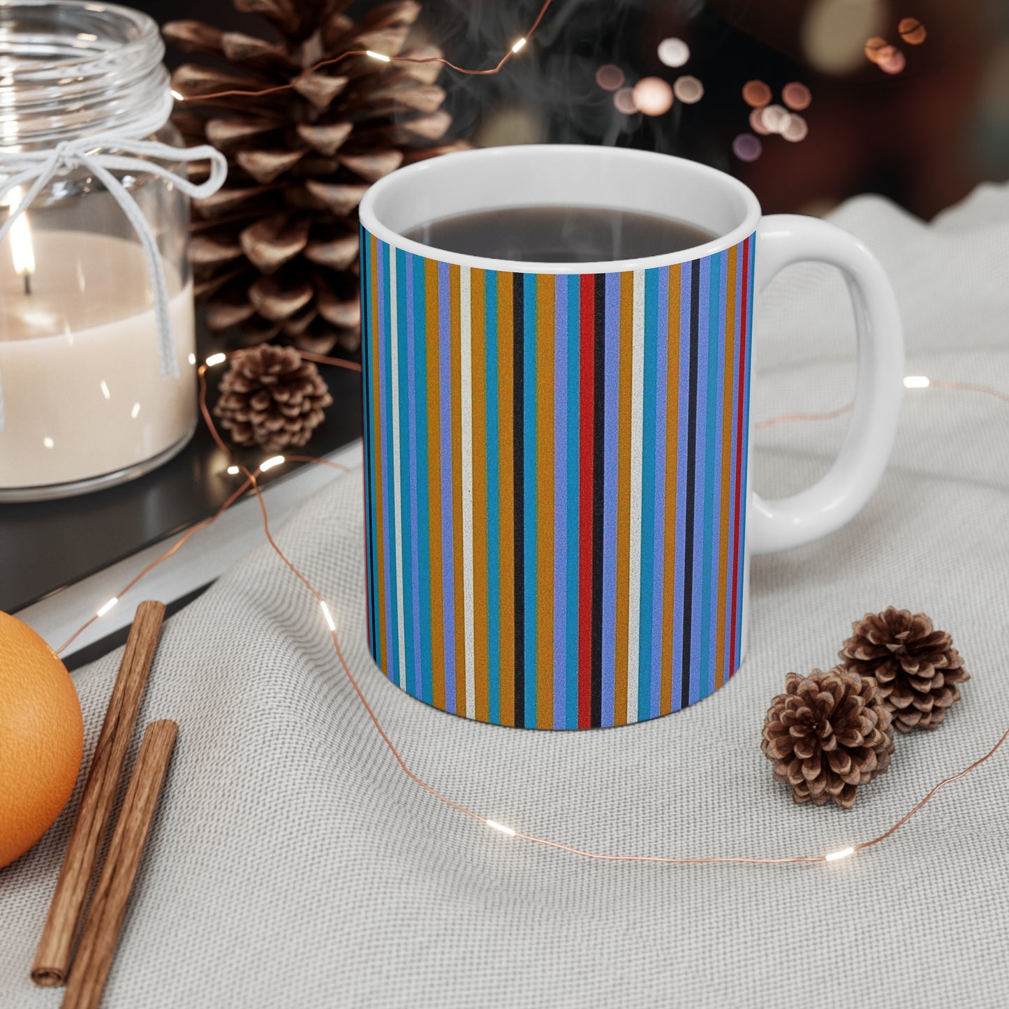 Colorful Vertical Stripe Coffee Mug – Bright Multicolor Pattern