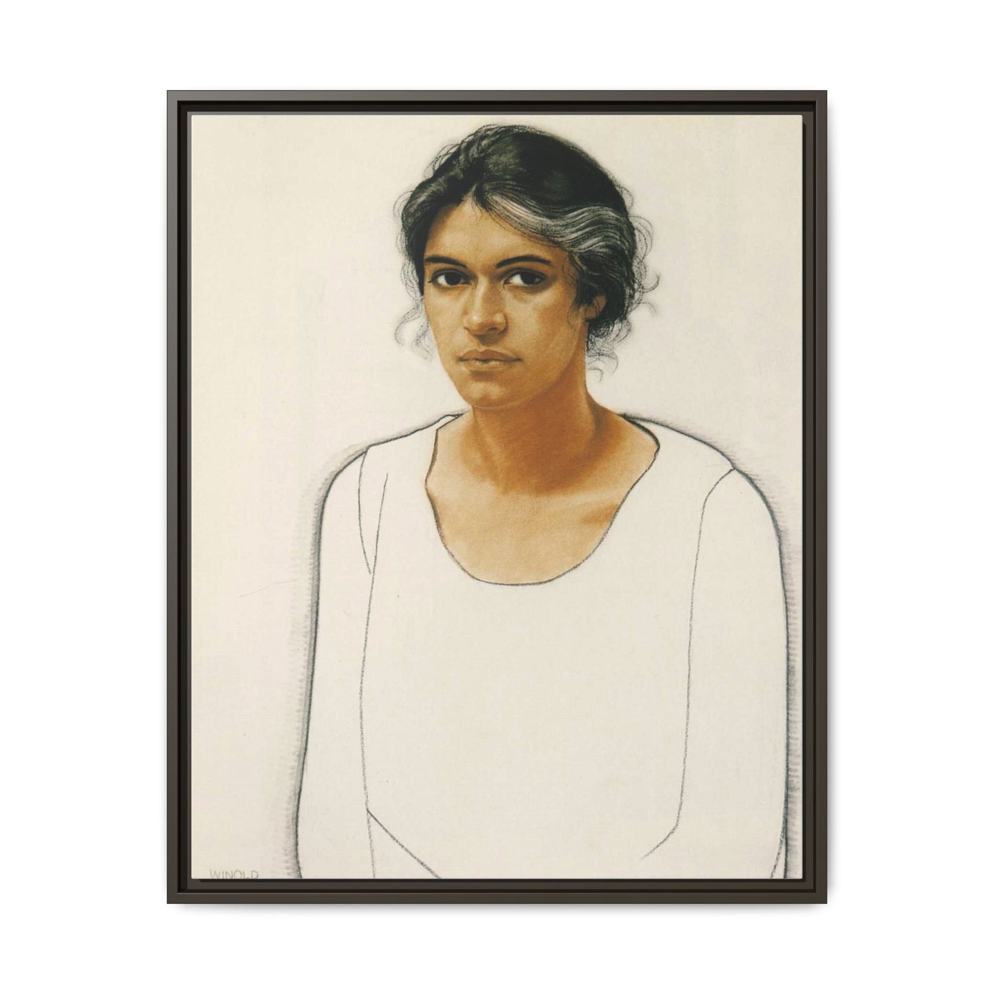 Portrait of a Woman by Winold Reiss Framed Matte Canvas Portrait Print