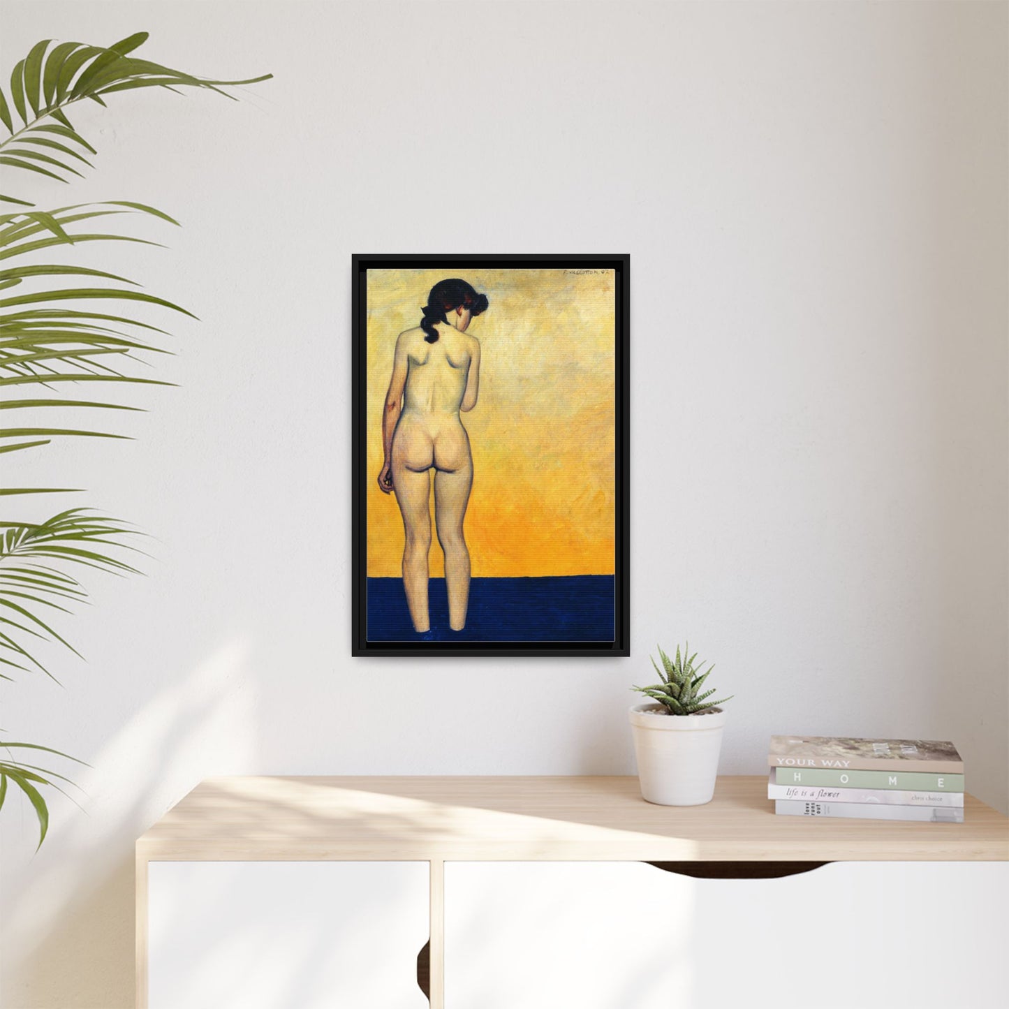 Adolescente entrant dans l'eau by Félix Vallotton Framed Matte Canvas Wall Art Print