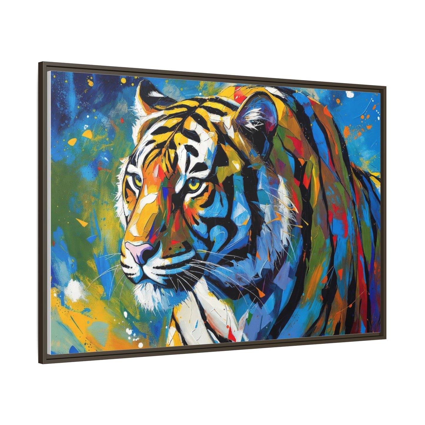 Colorful Tiger Matte Canvas Framed Art — Vibrant Wildlife Wall Decor