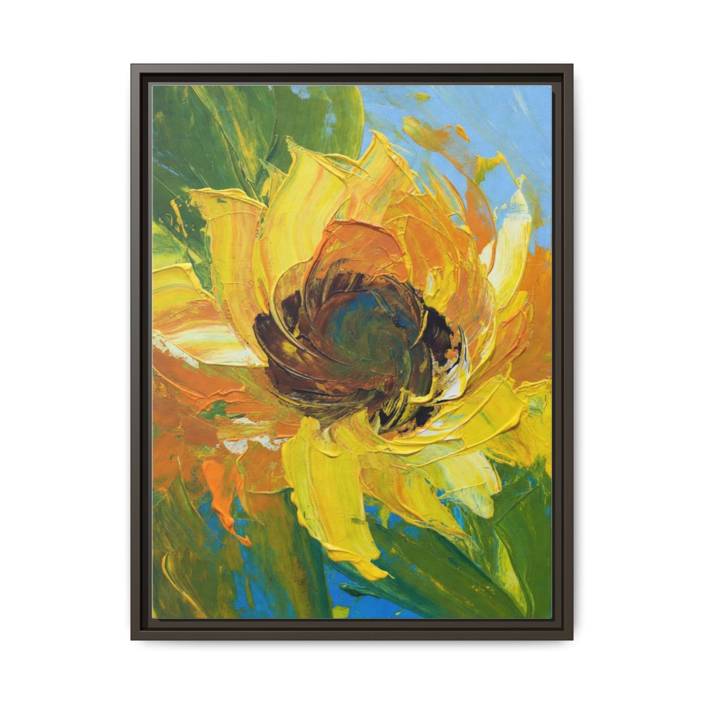 Framed Sunflower Abstract Matte Canvas Print