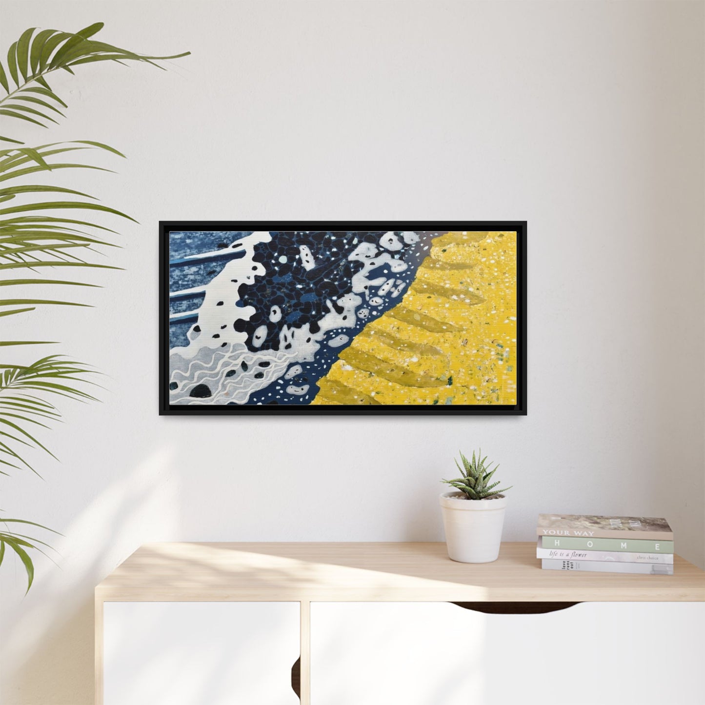Framed Abstract Ocean & Sand Matte Canvas Print