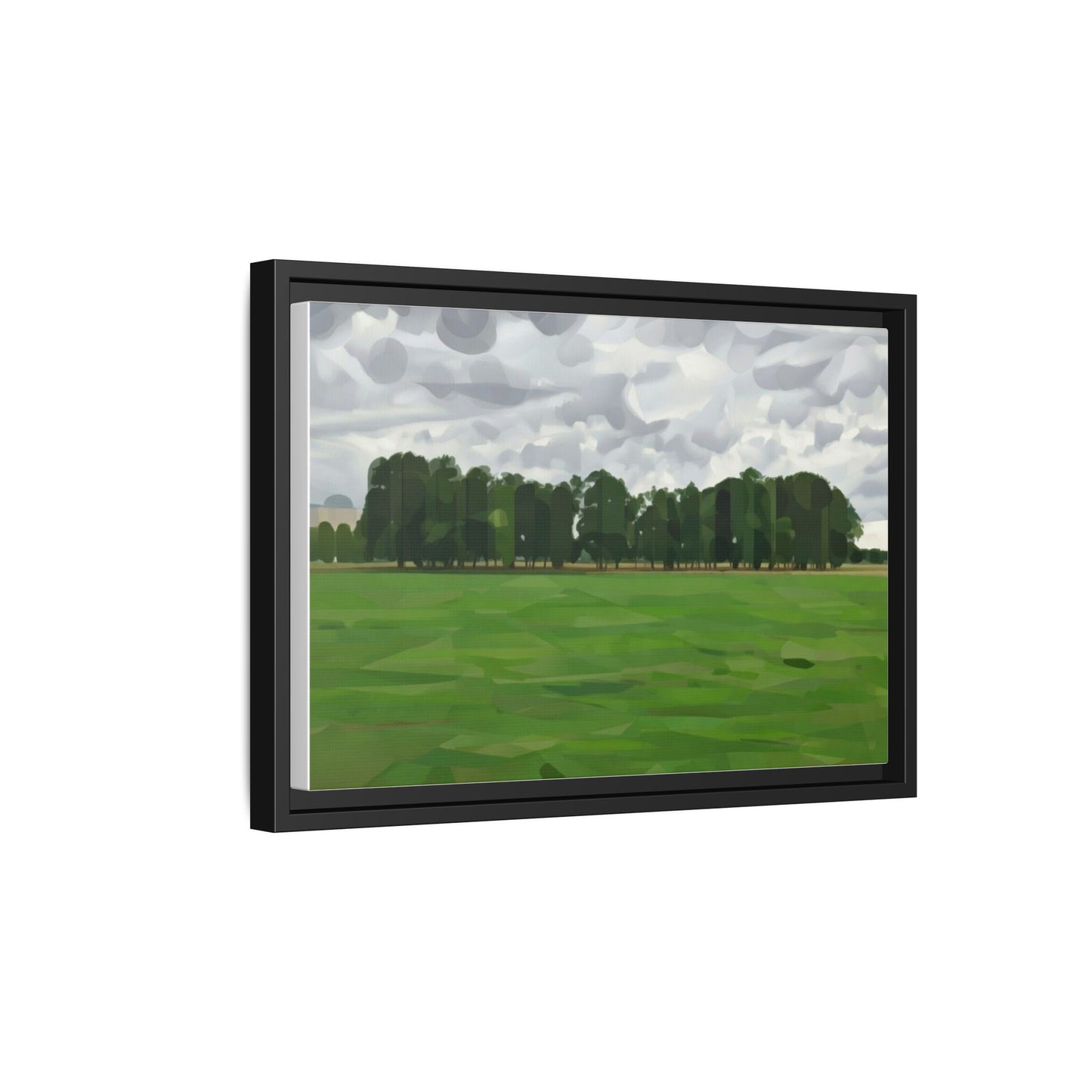 Framed Matte Canvas Print — Minimalist Green Landscape Art