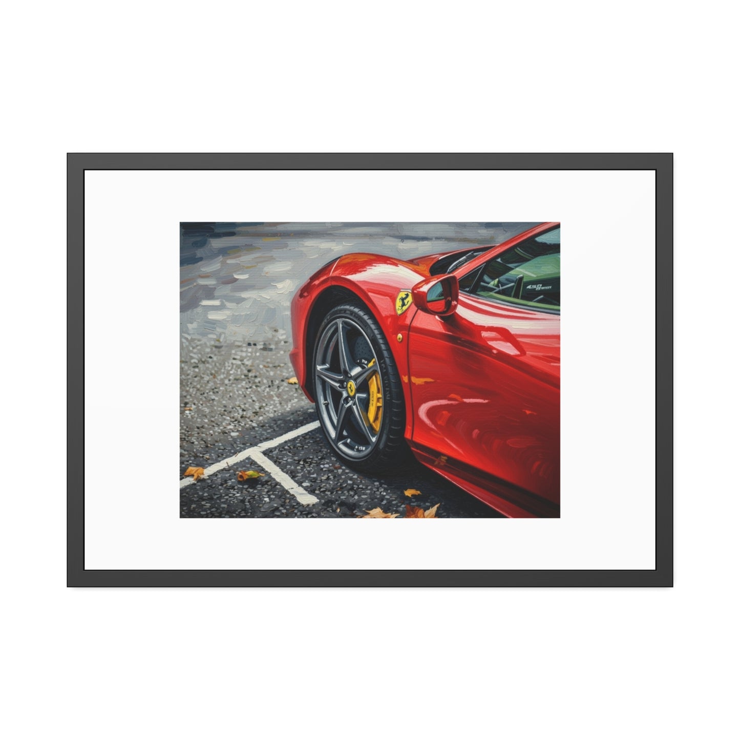 Framed Poster - Red Sports Car Photo, Modern Automotive Wall Art