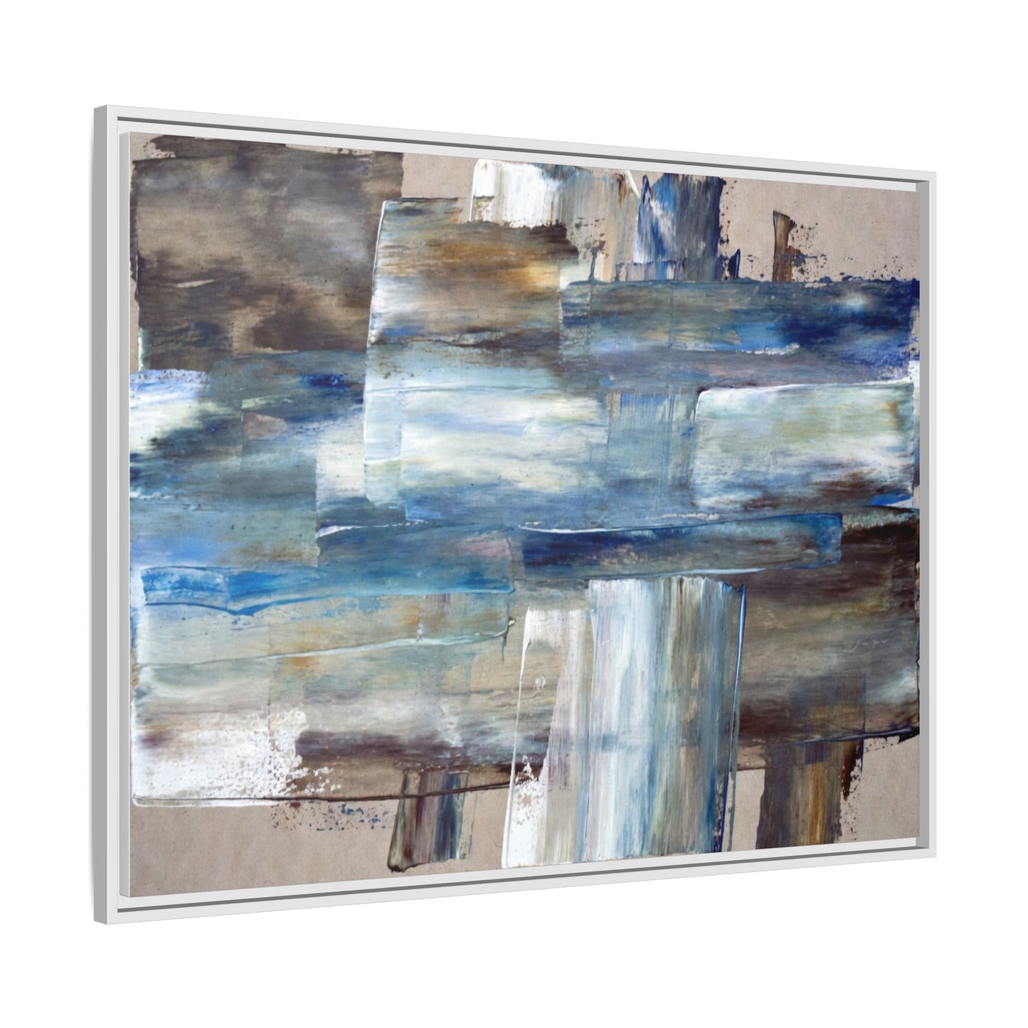Abstract Blue Coastal Matte Canvas Framed Wall Art
