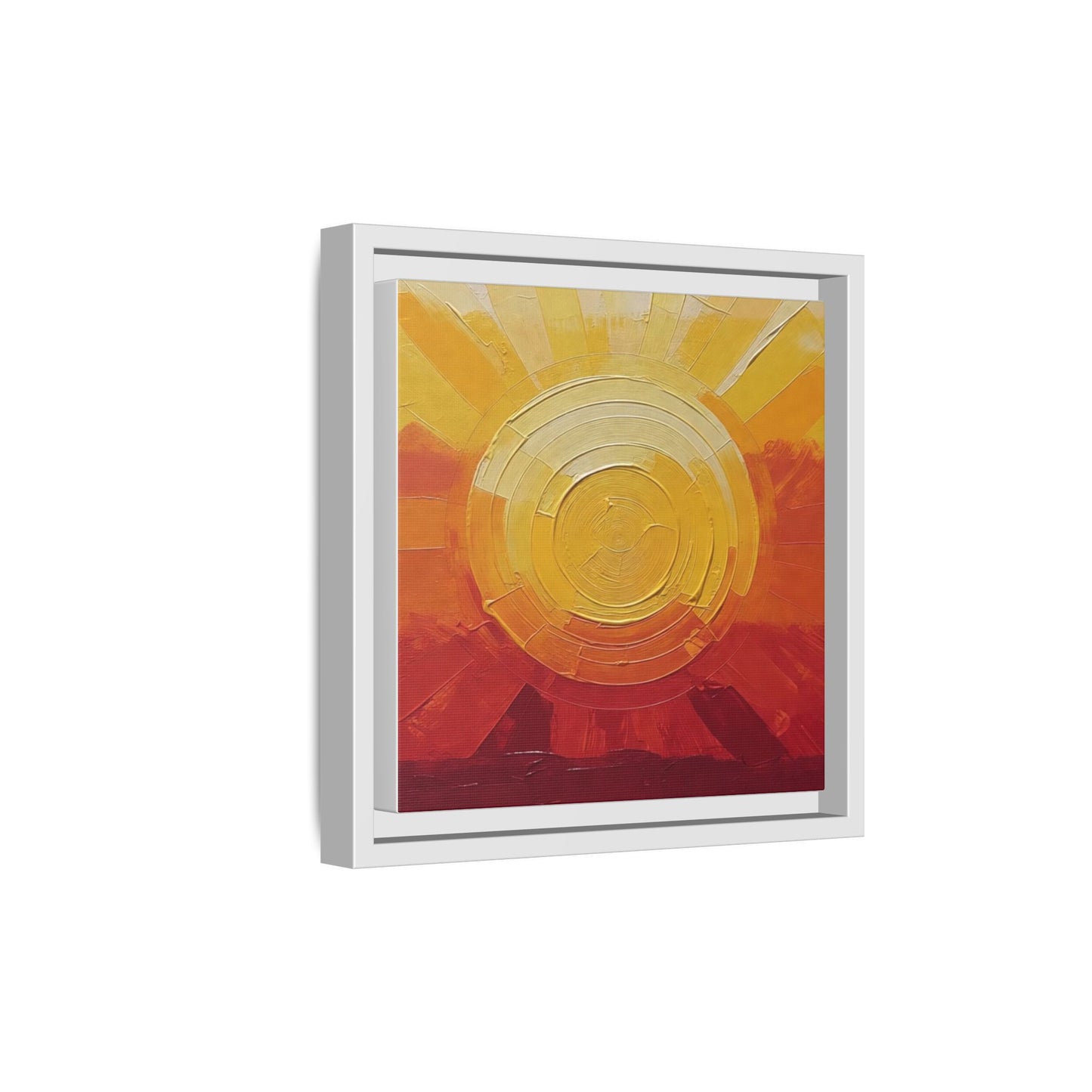 Sunburst Abstract Framed Canvas Art — Matte Multi‑Color Wall Print