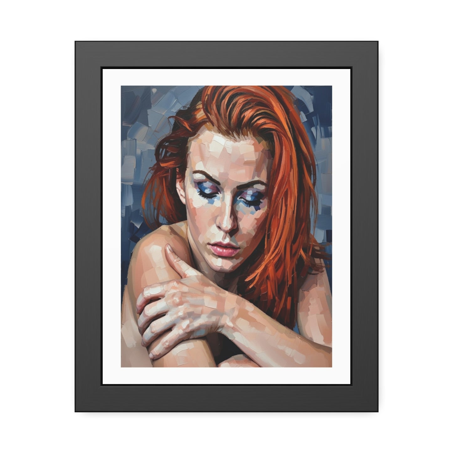 Framed Poster - Moody Redhead Portrait Art Print (Framed)